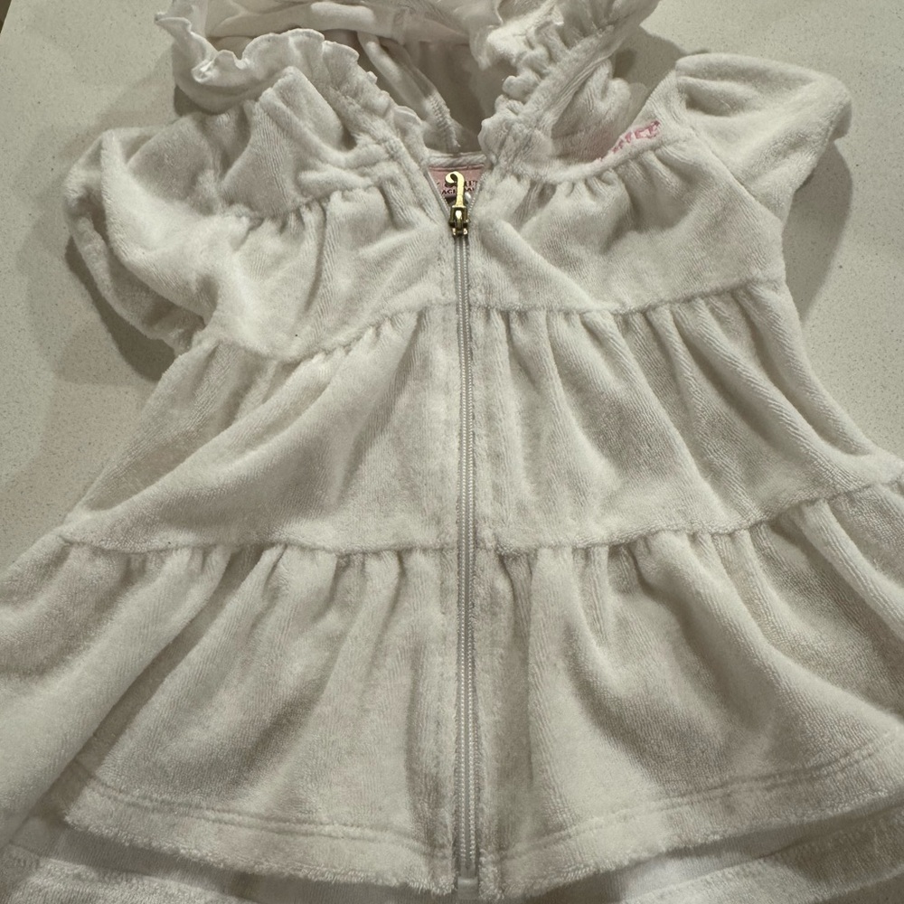 Juicy Couture White Hooded Zip-Up Beach Outfit 3-6 M